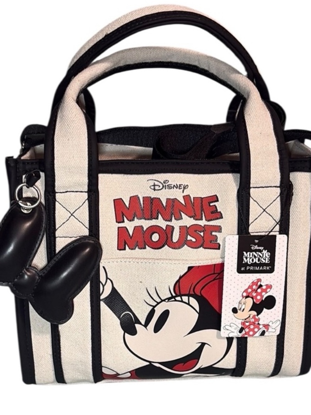NWT Primark Disney Minnie Mouse Ivory Canvas Handbag Purse Small Tote!